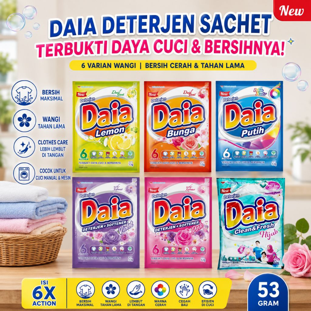 Daia Detergent Bubuk Sachet 6 sachet