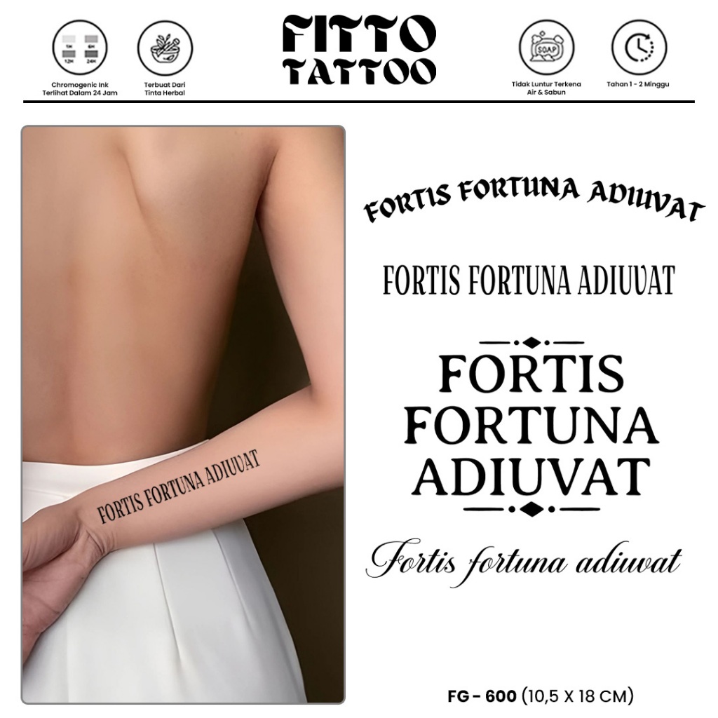 Stiker Tato Temporer Fortis Fortuna Adiuvat John Wick Tatto Fruit Ink Premium Temporary Anti Air