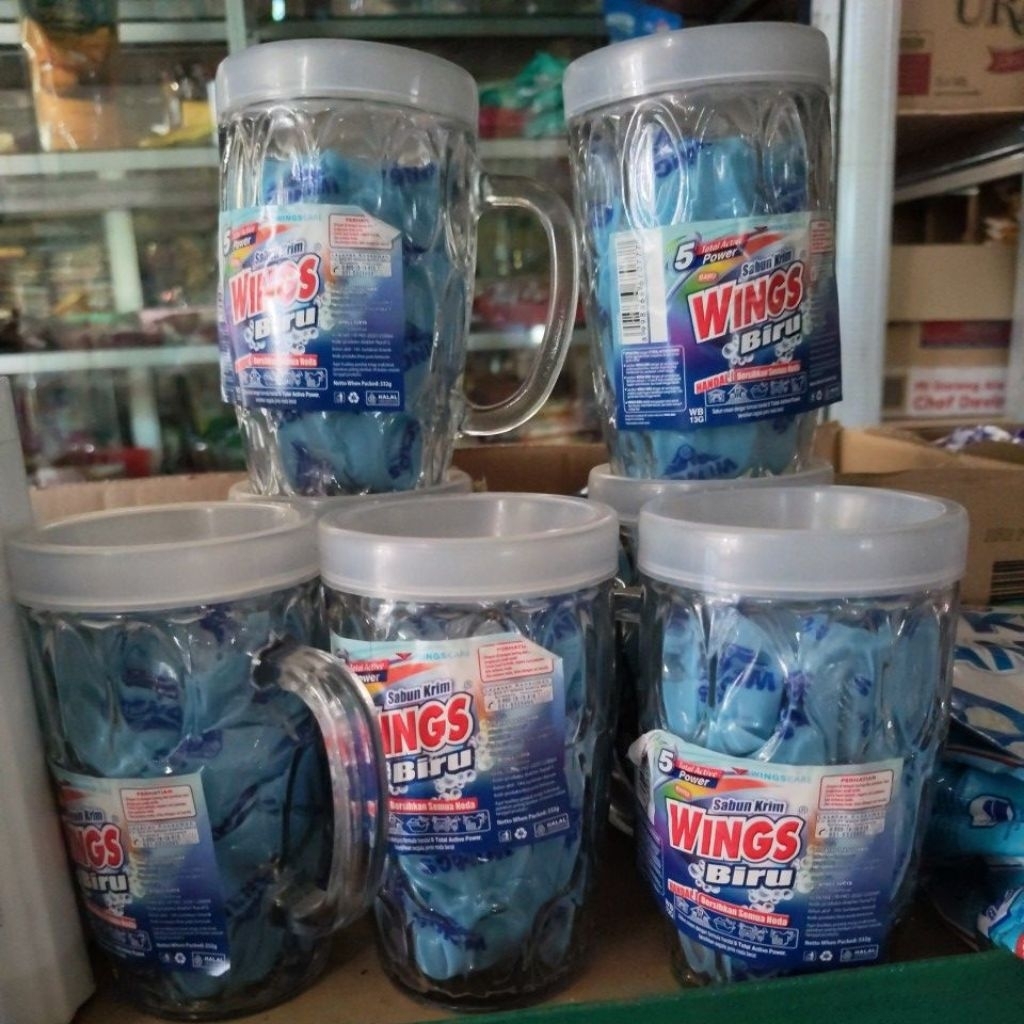 SABUN KRIM WINGS BIRU FREE GELAS