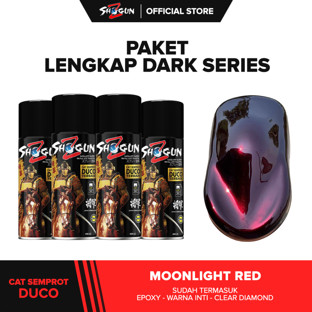 Shogun Z Paint Paket LENGKAP Cat Semprot Motor Moonlight Red (7163,834,701,8541)