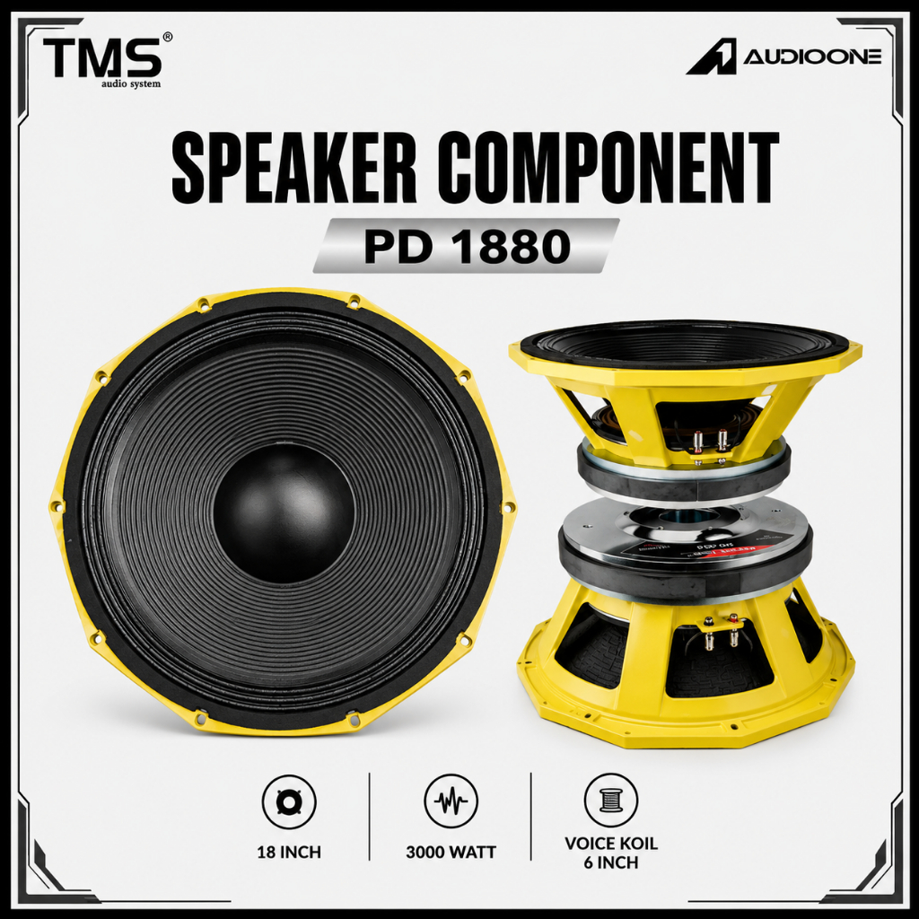 Speaker Component Audio One 18 Inch PD-1880 Voice Coil 6 Inch Subwoofer Lapangan I TMS