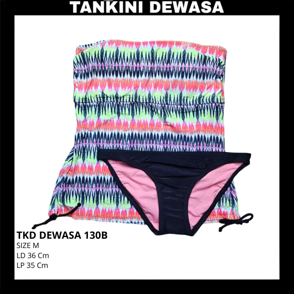TKD130B LD 36 Cm Size M Baju Renang Bikini Tankini Bra Swimwear Dewasa Anak Garis Merah