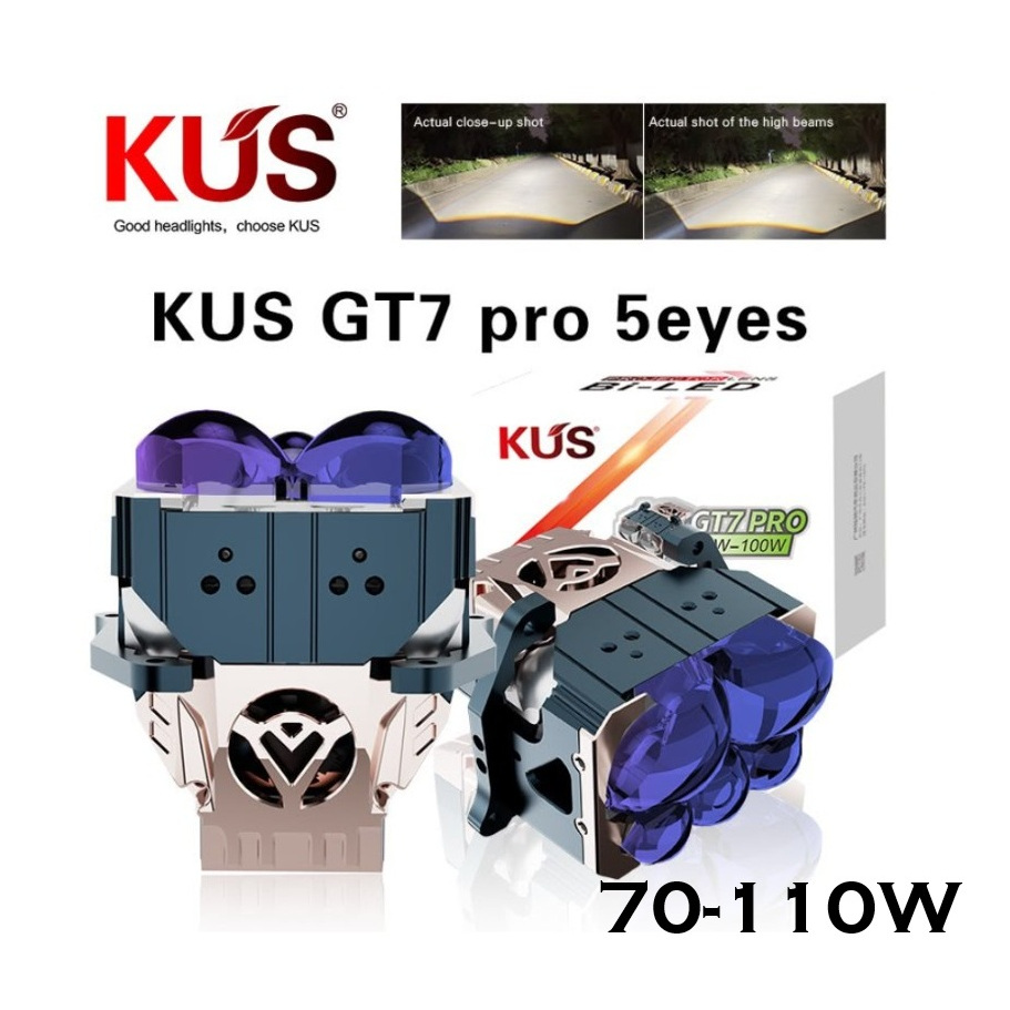 KUS GT7 PRO lampu biled projector 3 inch laser 5 mata titik bi led bluelens 110W mobil motor