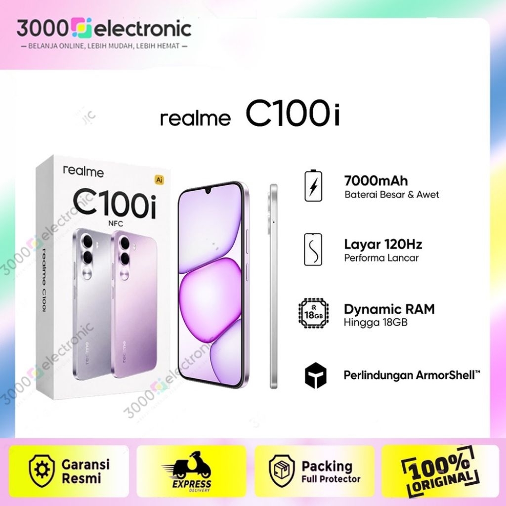 Realme C100i NFC [Ram  4/128 GB & 4/256 GB & 6/128 GB] Baterai 7000 mAh + 15 Watt | Chipset Unisoc T