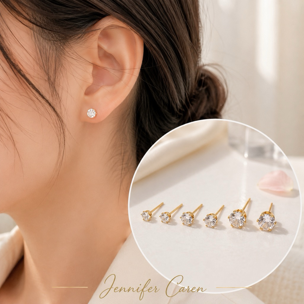 Anting Tusuk Giwang Titanium Ant Karat & Hitam Permata
