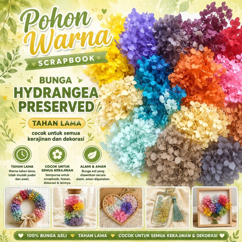 (2GRAM) FLOWER HYDRANGEA DRIED | BUNGA KERING HYDRANGEA ASLI