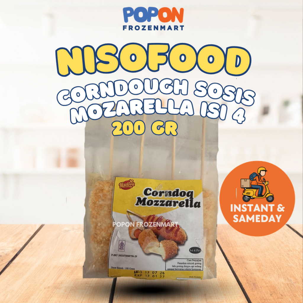 NISOFOOD Corndog Sosis Mozzarella 200Gr Isi 4 pcs | Corndog Frozen Siap Masak | Instan & Sameday | P
