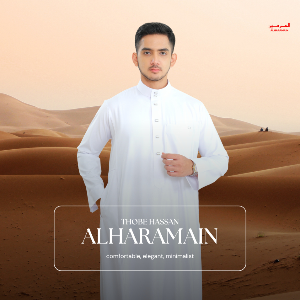 AL Haramain Series Semi Wol Thobe Hassan Jubah / Gamis Pria Dewasa (241978/79/80) | Putih
