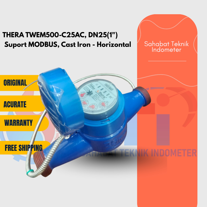 Water Meter Thera TWEM500-C25AC DN25 Size1" Supoort MODBUS Cast Iron - Horizontal