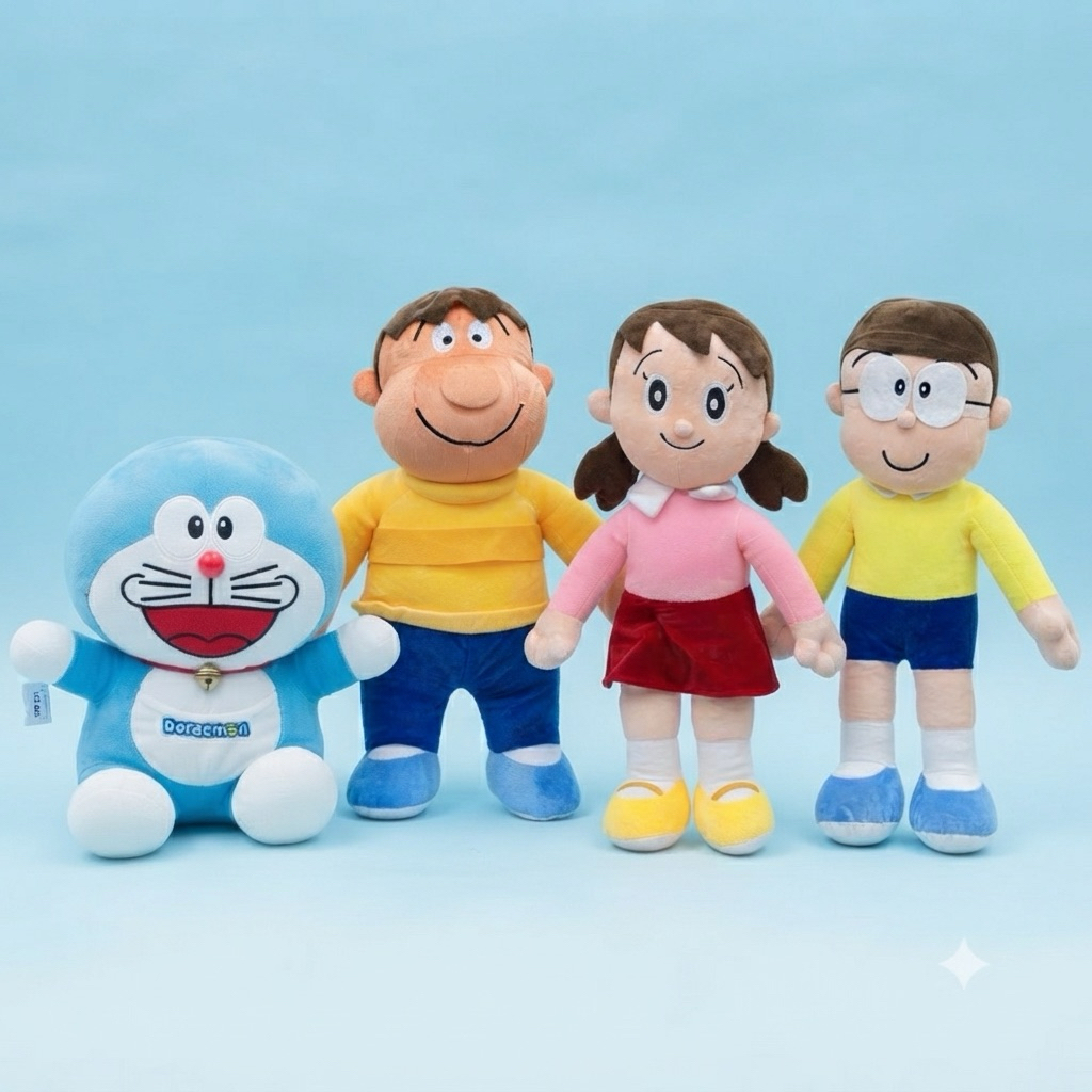 Boneka Jumbo Nobita Sizuka Giant Doraemon XL 50cm Bahan Yelvo Premium Isian Dakron Lembut