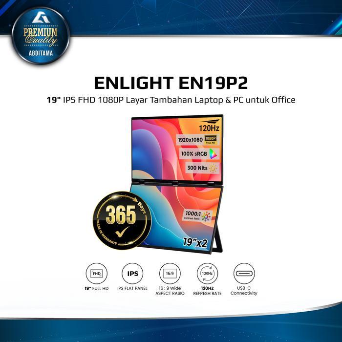 ENLIGHT EN19P2 19 inch Stacked Foldable Dual Monitor FHD 1080p 120Hz 100% sRGB USB-C mini-HDMI