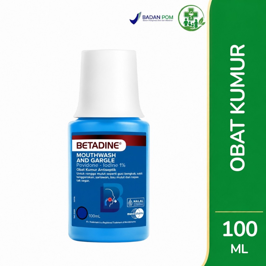 Betadine Mouthwash & Gargle 100ML | Obat Kumur Antiseptik / Betadine Mouthwash