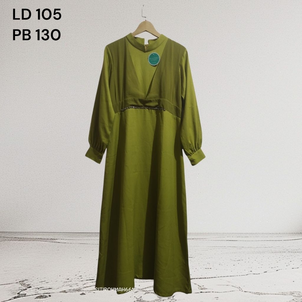 PL gamis pesta Payet premium LIKE NEW warna lime LD 105