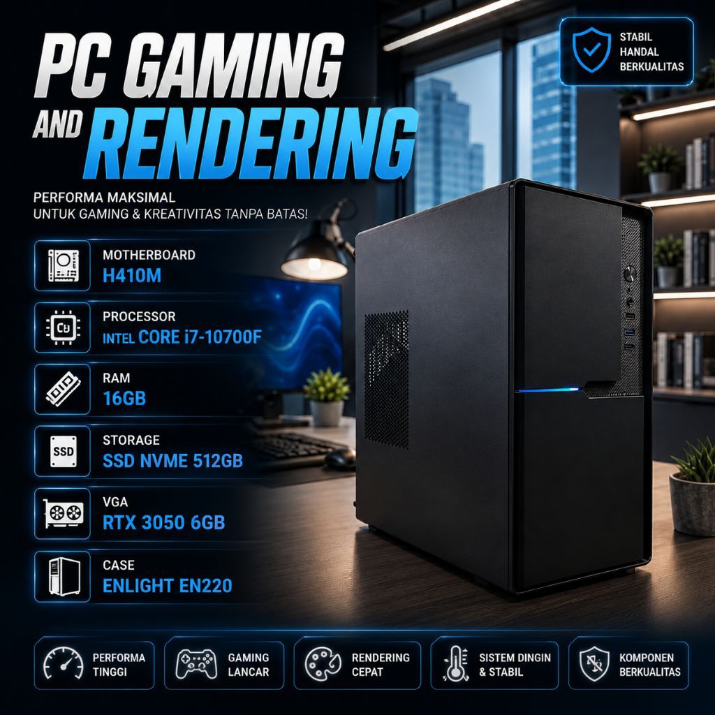 PC Gaming dan Rendering | Intel Core i7-10700F 16GB RTX 3050