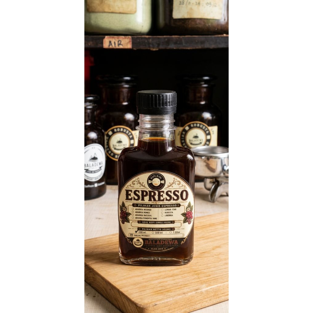 Kopi Kyai | Espresso Fresh Brew Arabika Luwak Liar Malabar | Siap Minum | 200 ml / 500 ml