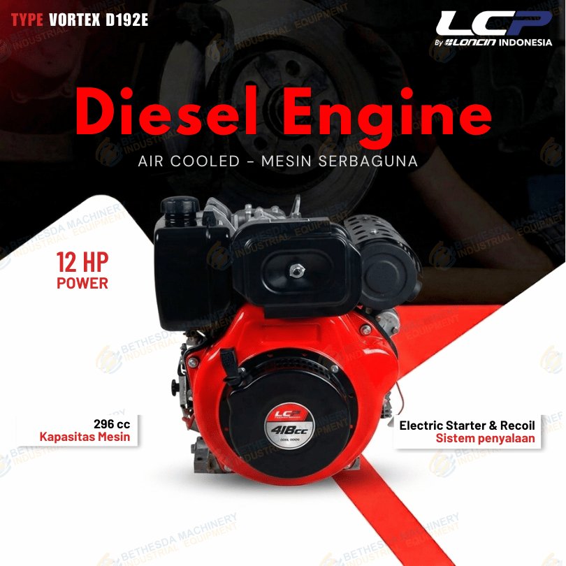 Mesin Diesel 12 Pk Starter Elektrik 6 Hp Loncin Vortex D192E