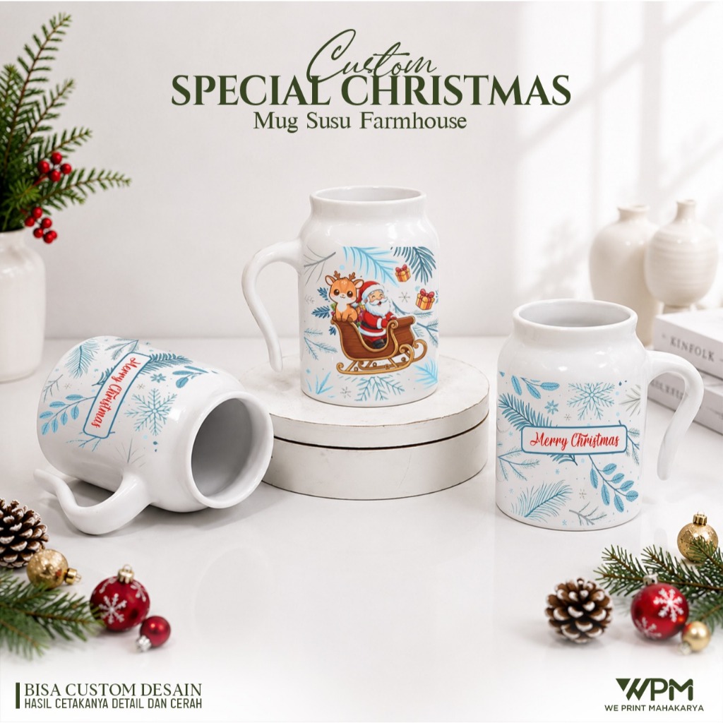 MUG  NATAL / MUG CUSTOM / MUG GUCI NATAL CUSTOM /  PACKING BOX STANDAR PITA AND CARD   / MUG NATAL E