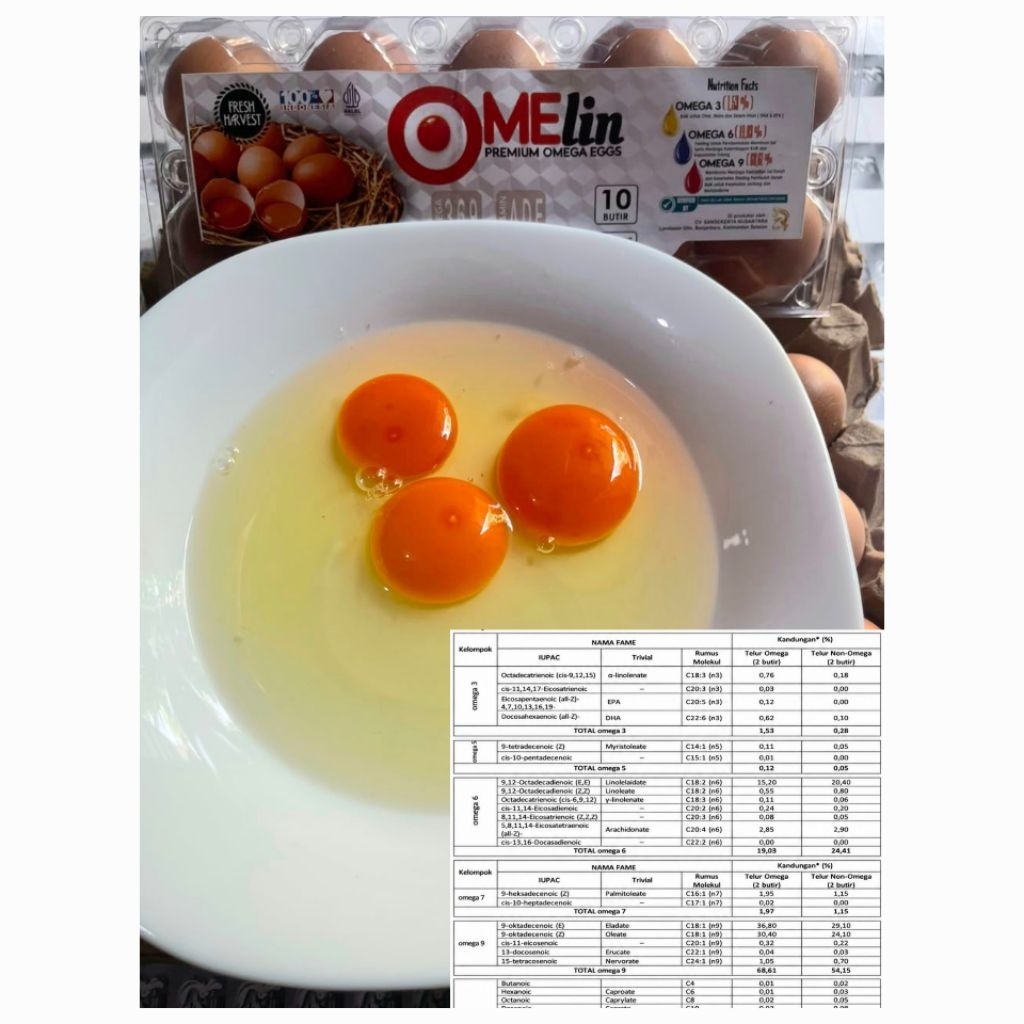 TELUR AYAM OMEGA ( OMELIN ) - BERSERTIFIKASI & UJI LAB ( BISA COD & INSTANT )
