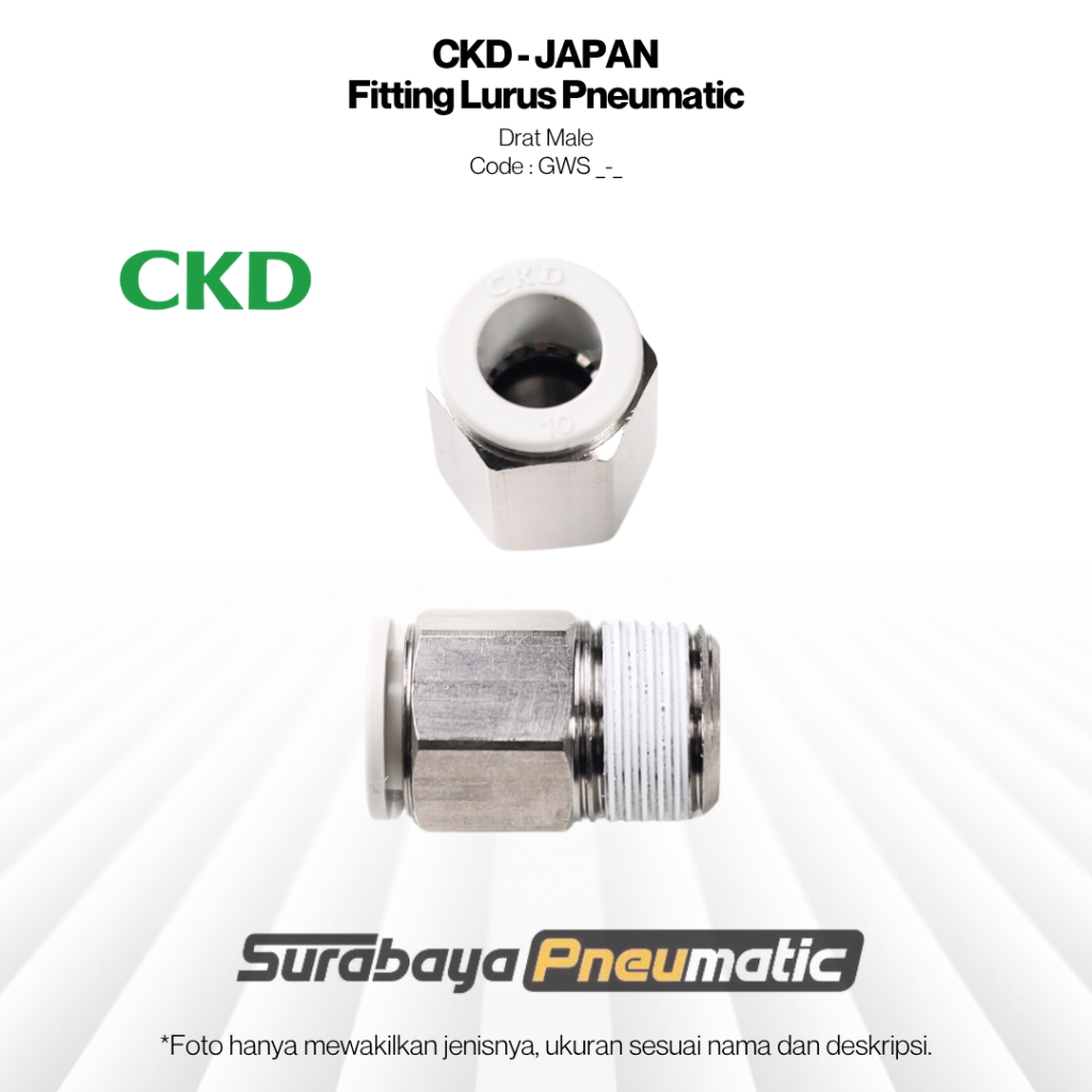 CKD - Fitting Lurus Drat Male - GWS4-M5 (OD4mm, Drat M5) - Pneumatic