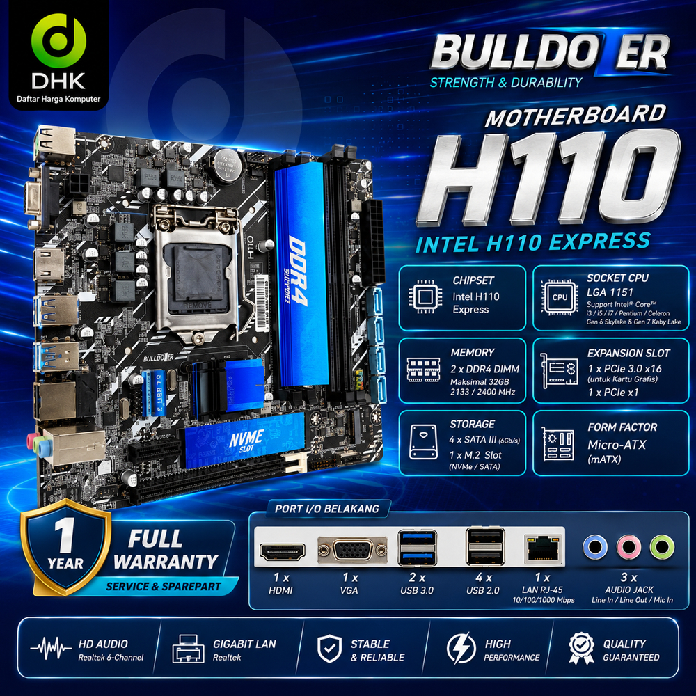 MOTHERBOARD BULLDOZER  H110 NVME 1151