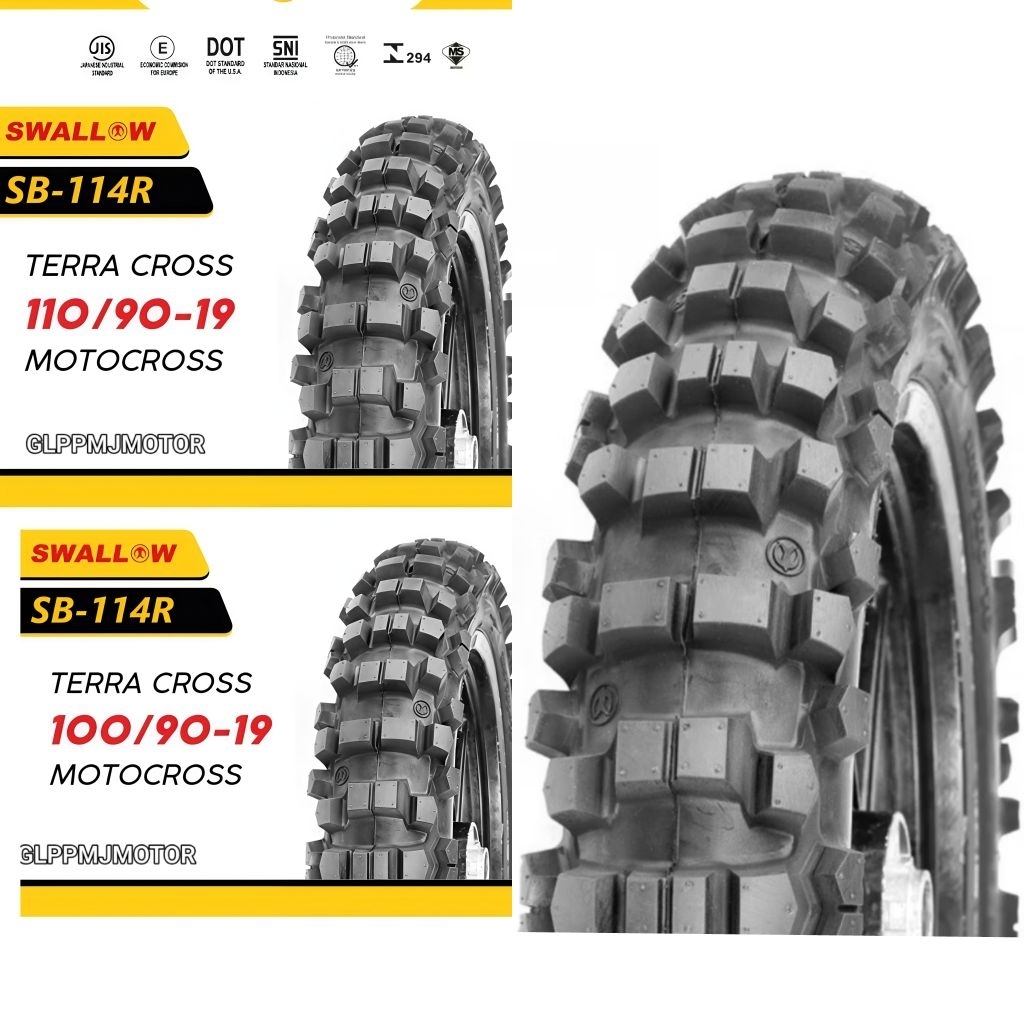 BAN TRAIL 110/90-19 100/90-19 SWALLOW TERRA CROSS SB114R TT TUBE TYPE BAN LUAR MOTOR TRIL SWALOW MOT