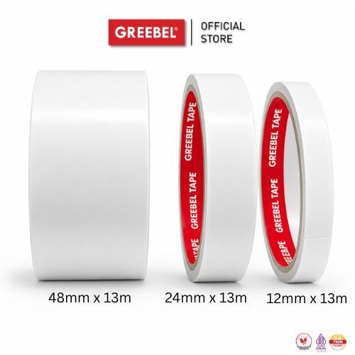 Double Tape Perekat 2 Sisi Greebel 12/24/48 mm x 13m - Double Tape Kertas
