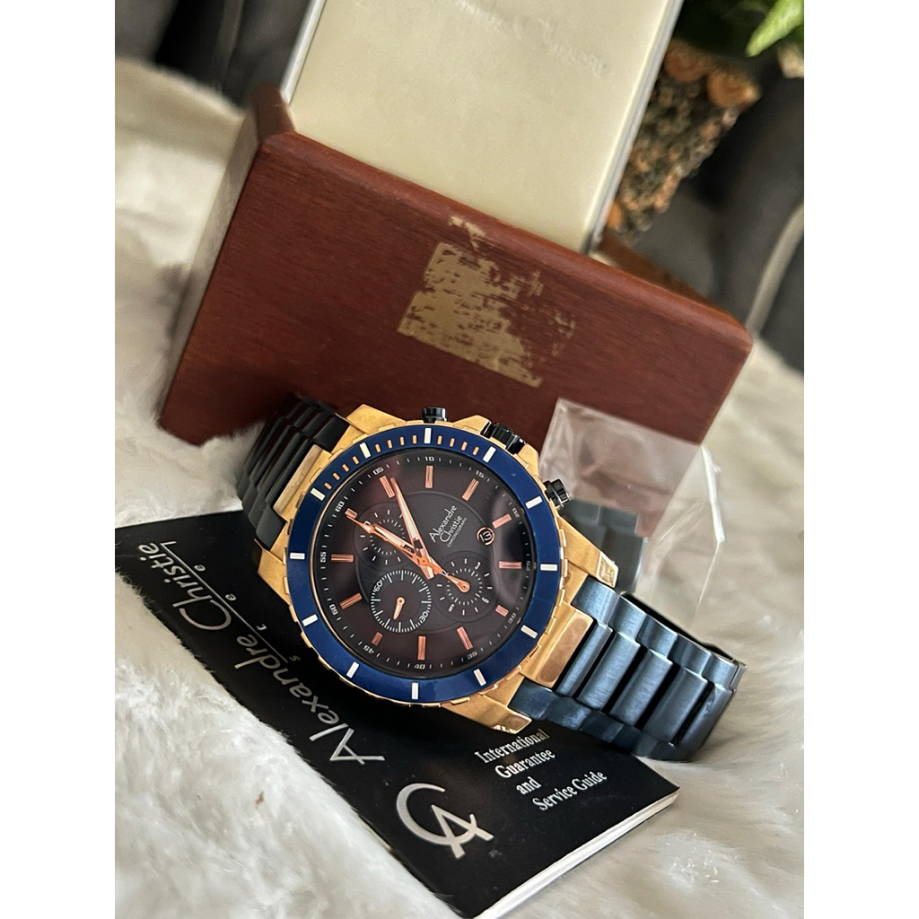 Dijual Jam Mewah Alexandre Christie, AC 6532 MC Rantai Biru navy