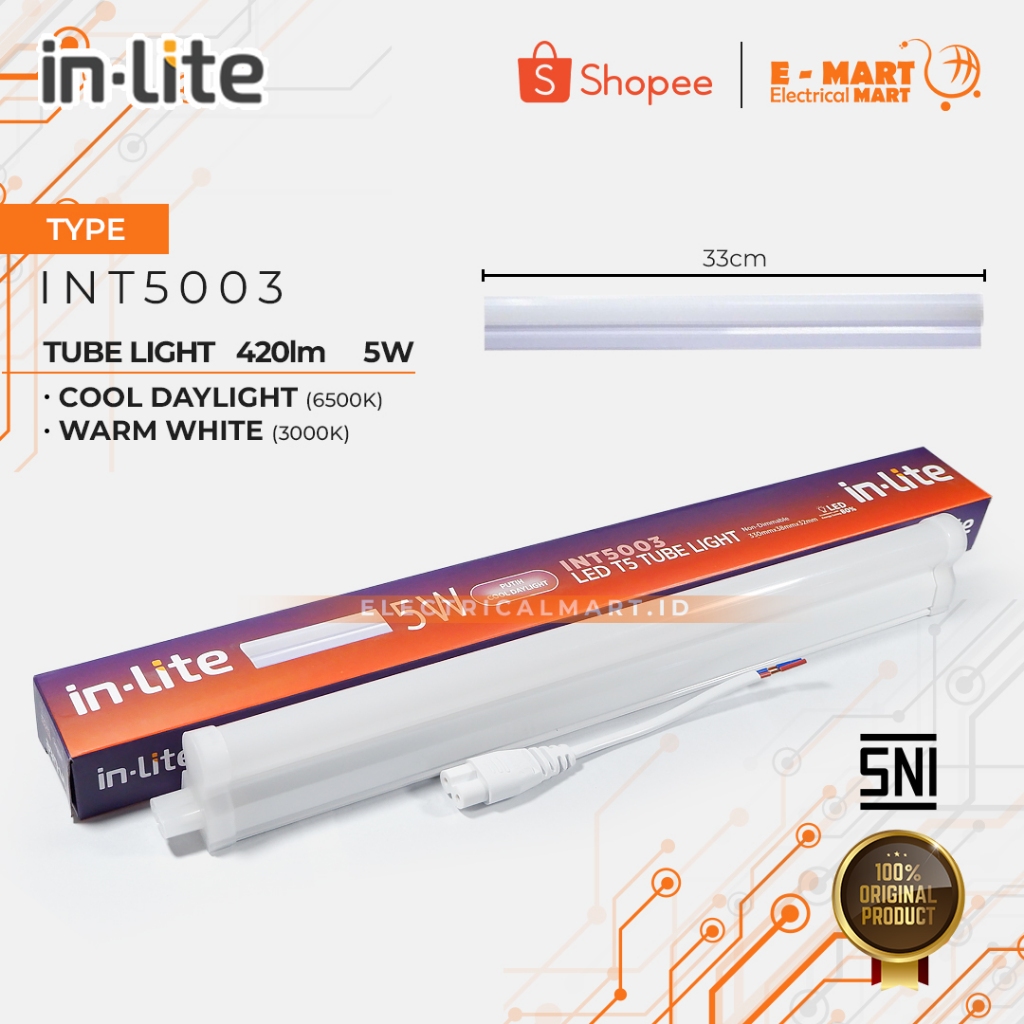 INLITE Lampu LED T5 INT5003 5W 30cm Batten TL5