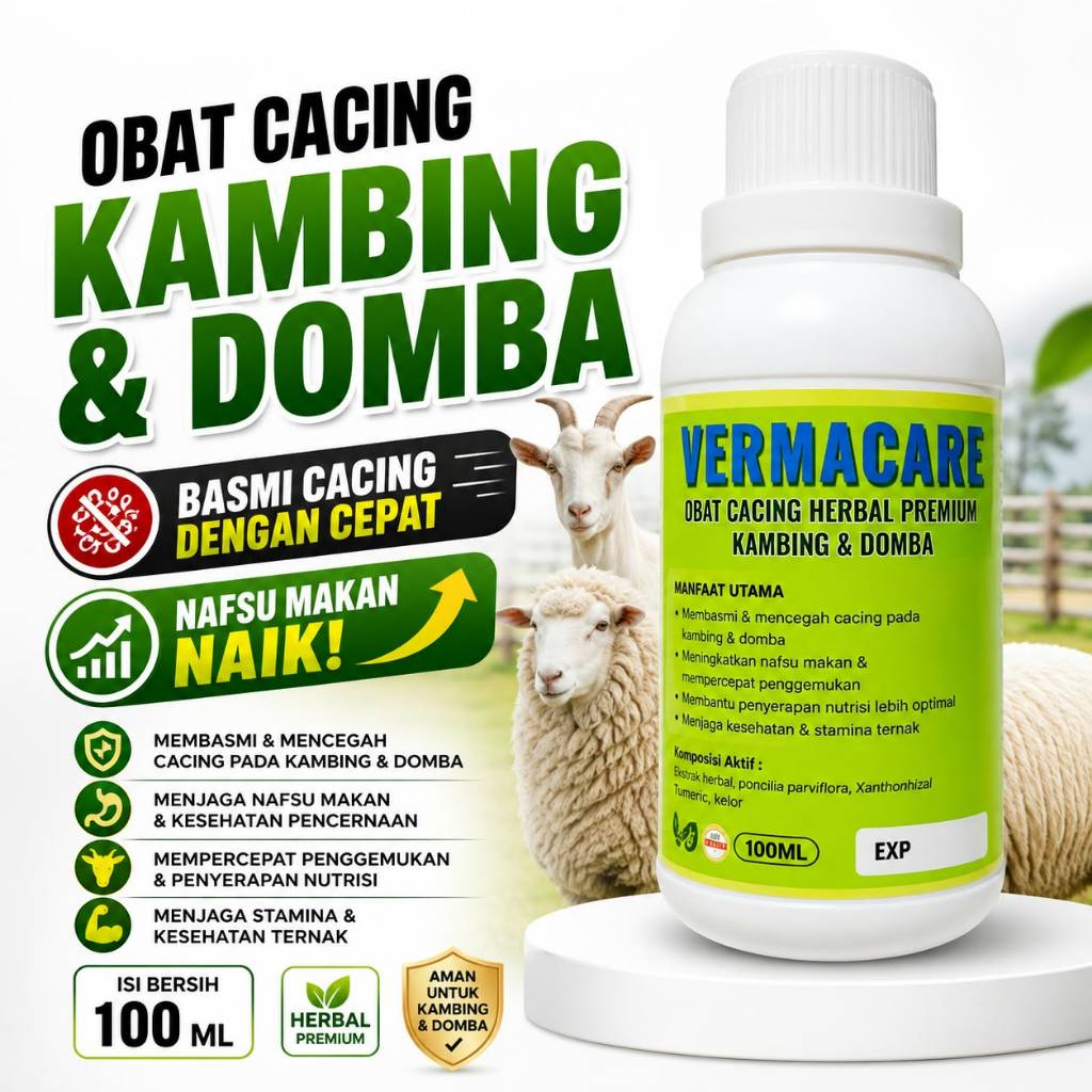 VERMACARE obat cacing kambing dan domba 100 ml/Obat Cacing Alami Kambing Domba/Obat Cacing ternak