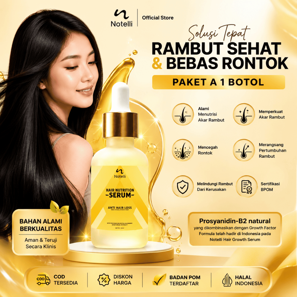 (Bpom) Notelli Serum Rambut Rontok Vitamin Rambut Rontok Serum Rambut Rontok Perawatan Rambut Rontok
