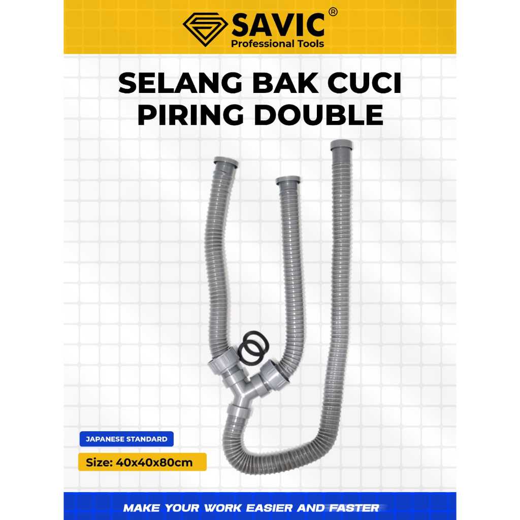 SELANG BAK CUCI PIRING DOUBLE / 2 CABANG SAVIC