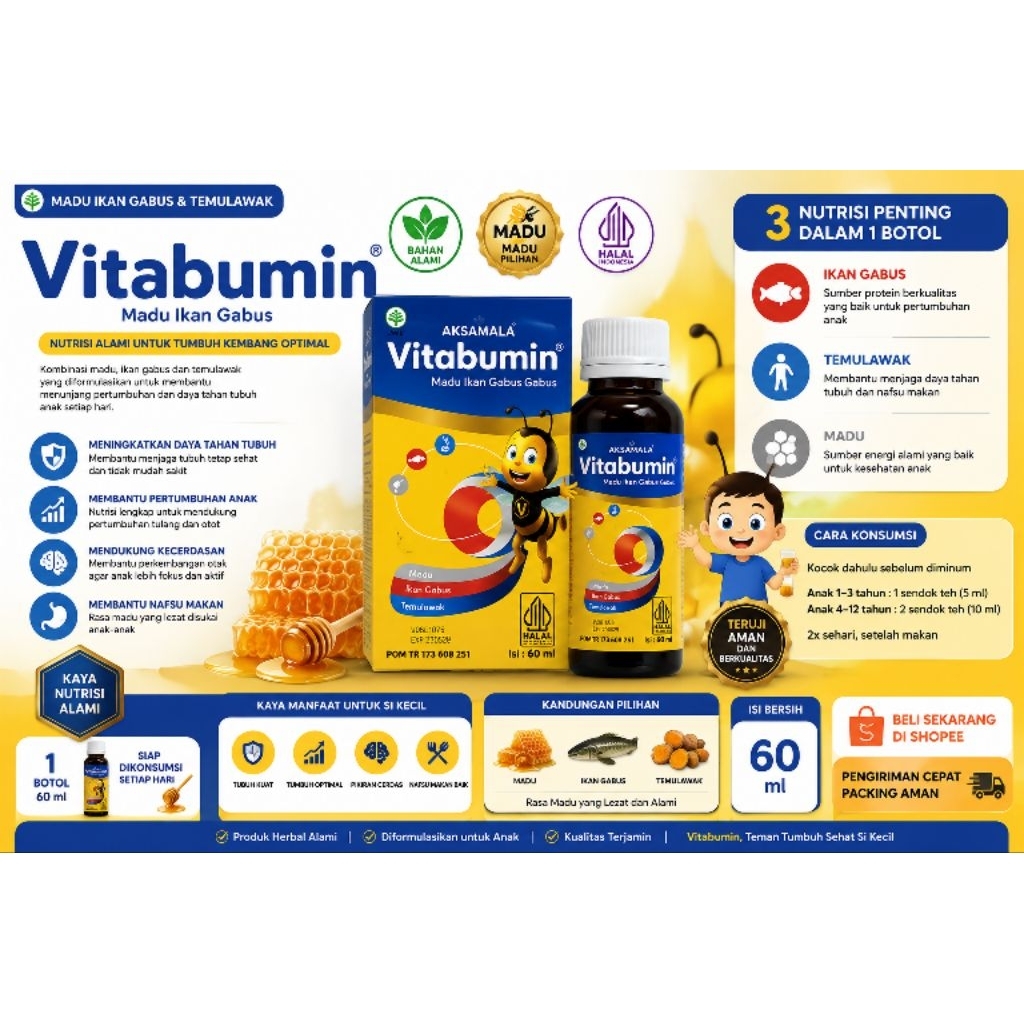 Vitabumin Original 60ml Madu Ikan Gabus Anak Aksamala