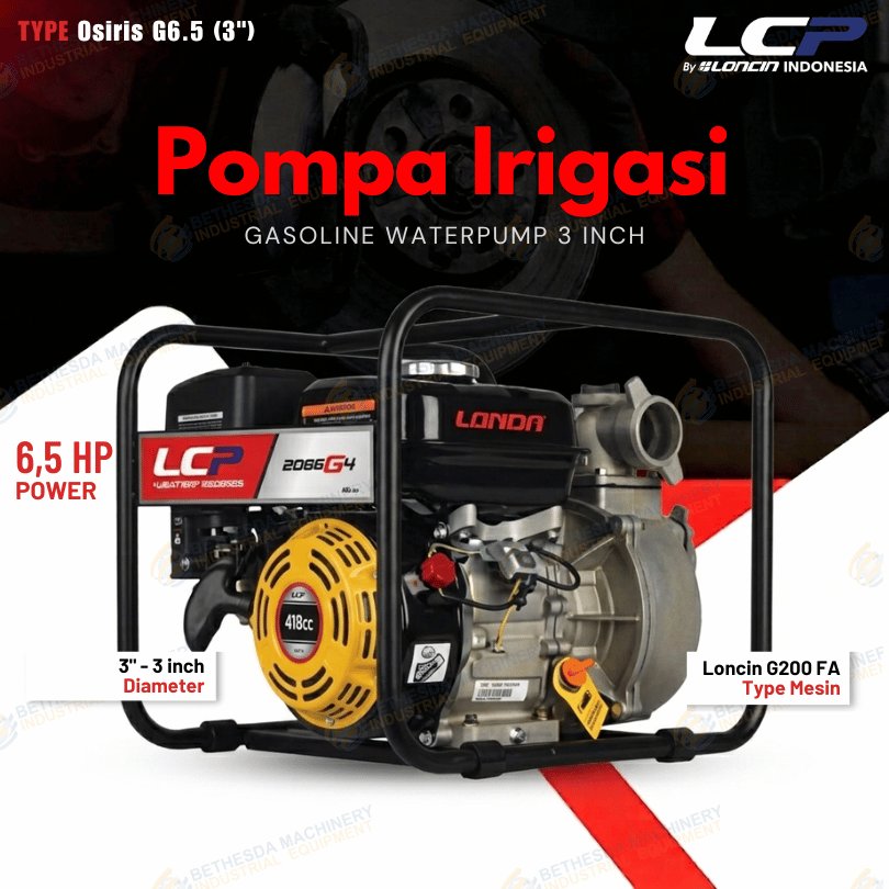 Pompa Irigasi 3 inch Water Pump 3" Gasoline 6 HP Loncin