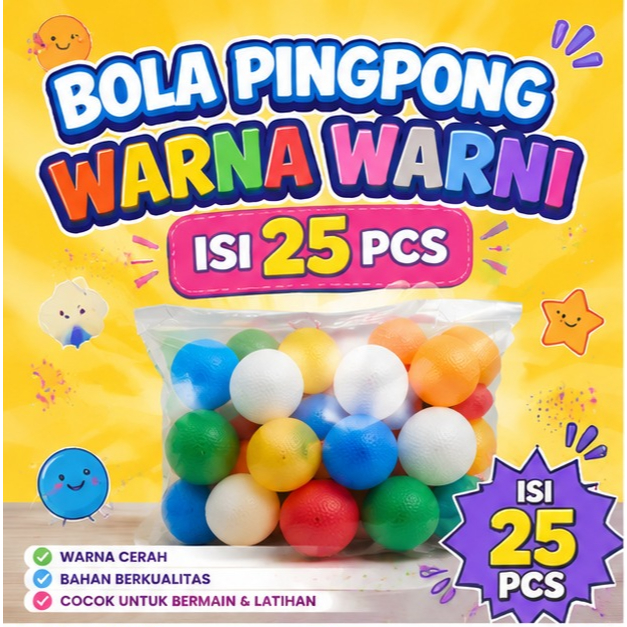 Bola pingpong warna warni isi 25pcs