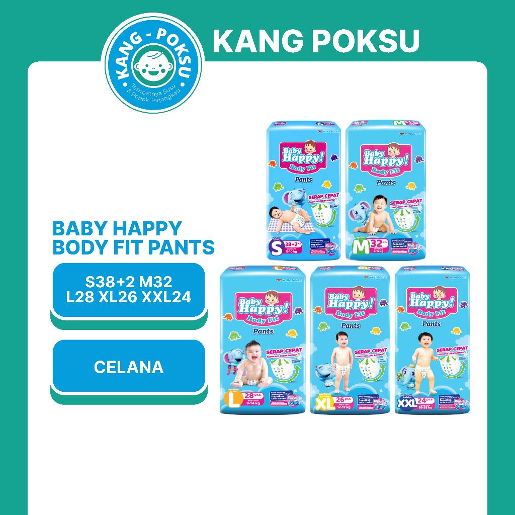 BABY HAPPY PANTS POPOK BAYI M32 L28 XL26 XXL24 S38+2 POPOK CELANA ANAK MURAH PPKS KPS