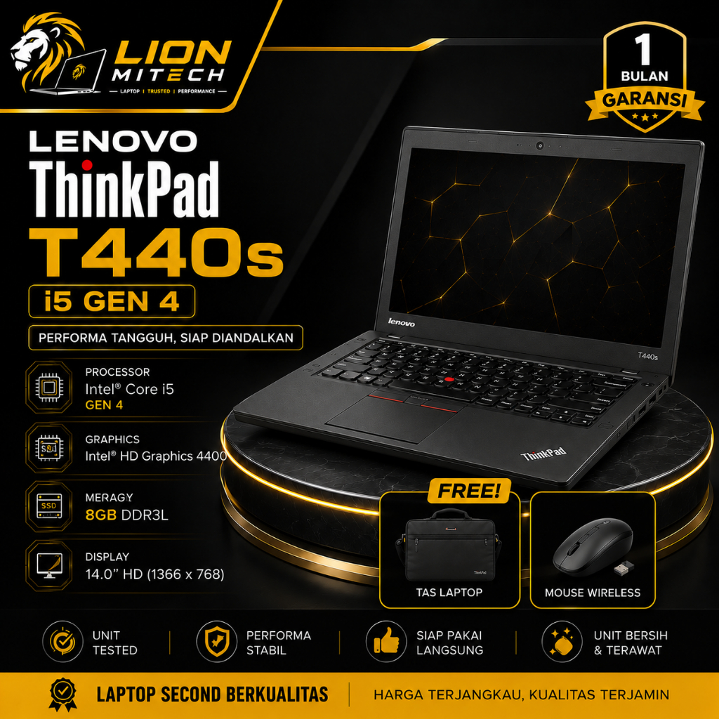 Laptop Lenovo Thinkpad core i5 T440/ T440p/ T440s Ram 8 gb SSD 256 gb/ Murah/ Mulus/ No Minus/ Berga