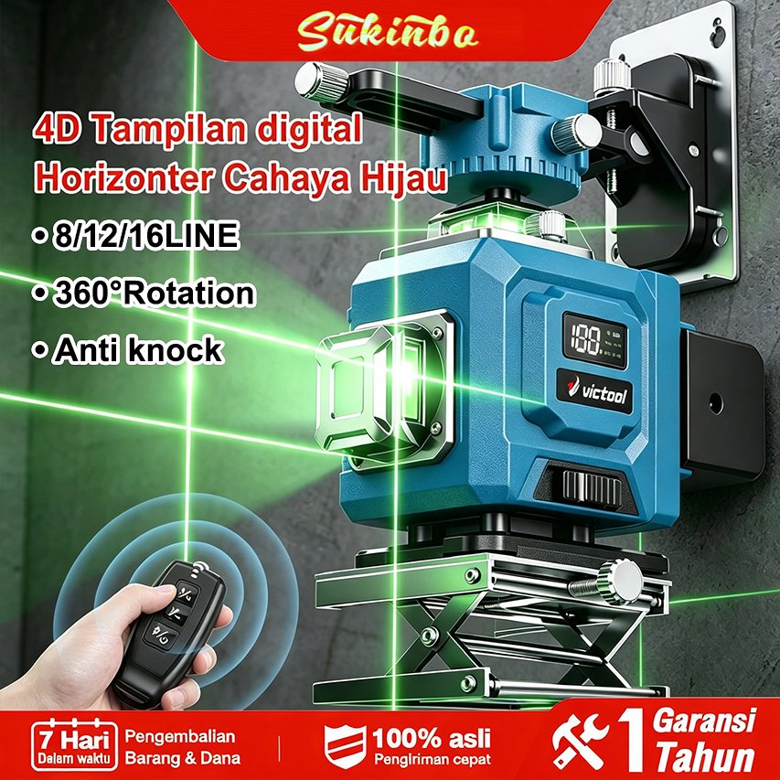 VICTOOL laser level bangunan waterpass laser keramik Laser level leveling 4d 16 line digital meteran