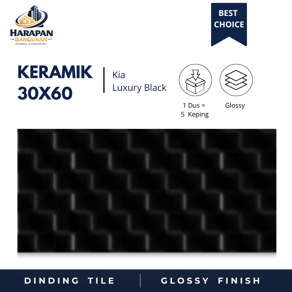 Keramik Lantai Dinding 30x60 Kia Luxury Black Keramik Glossy Hitam 30 x 60