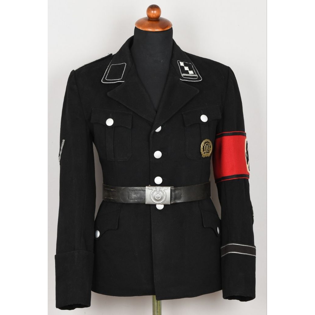Seragam Allgemeine SS Jerman ww2 hitam dengan armband