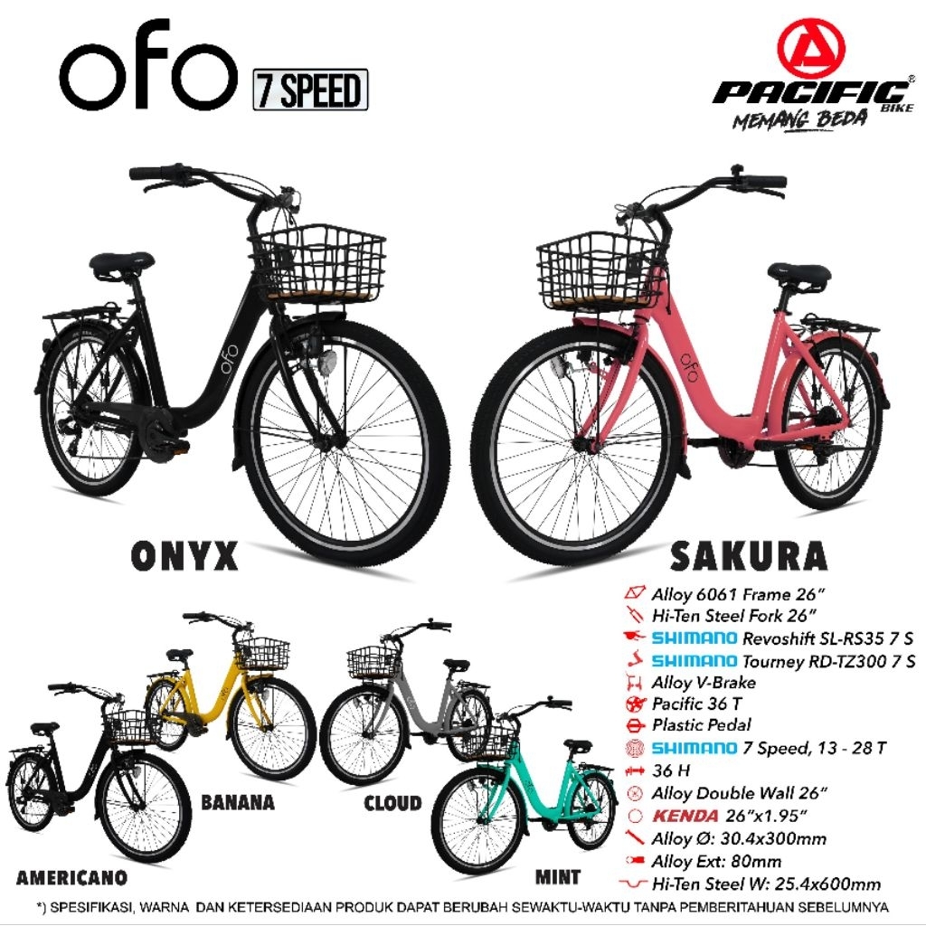 SEPEDA PASIFIC OFO UKURAN 26 ALLOY FRAME