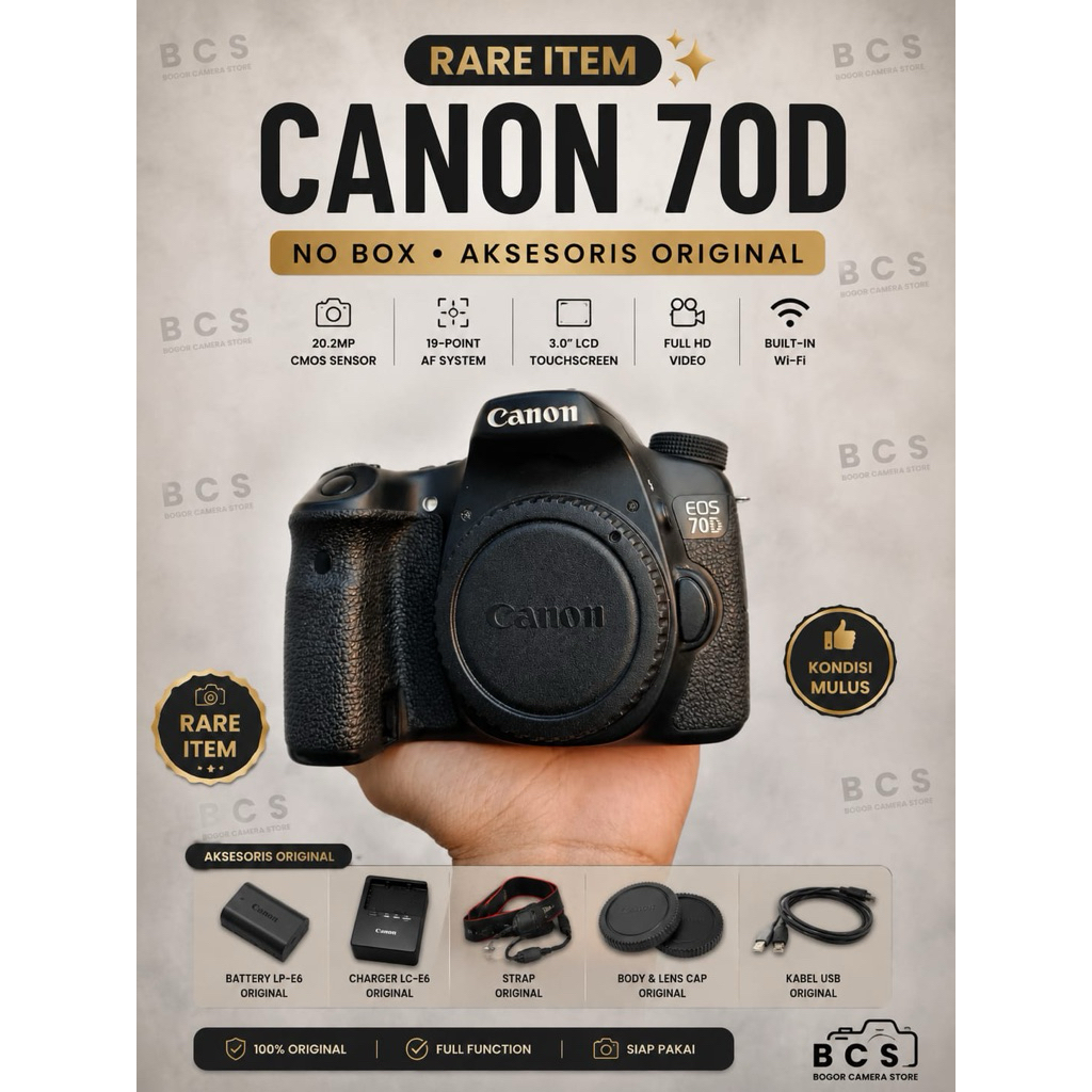 dslr canon 70D body only murah