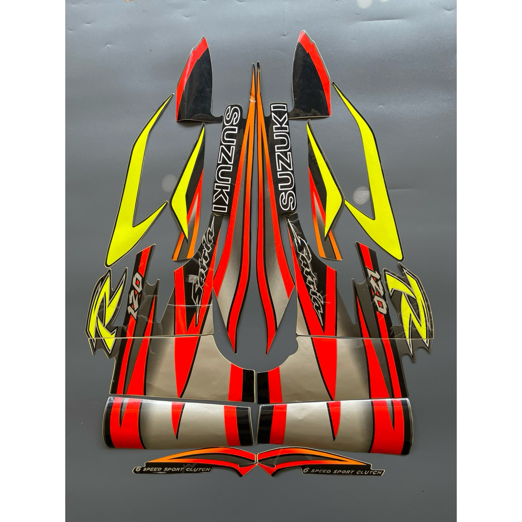 STRIPING STIKER SATRIA R 120 2003 2004 HITAM ABU OREN ORANGE