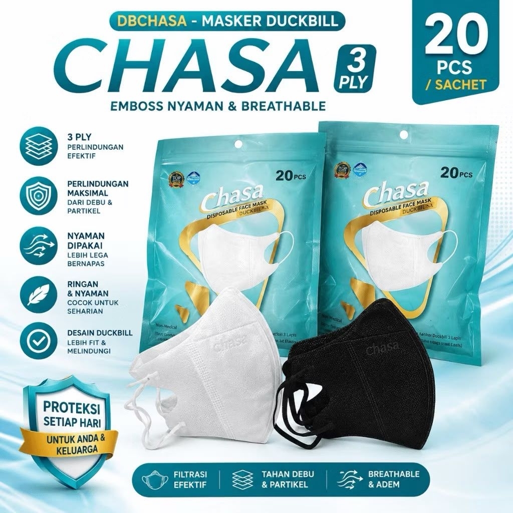 DBCHASA-MASKER DUCKBILL CHASA 20 pc sachet EMBOS ORIGINAL