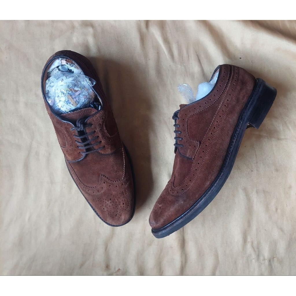 Derby Sebago Princeston Wingtip Suede Brown Dress Shoes