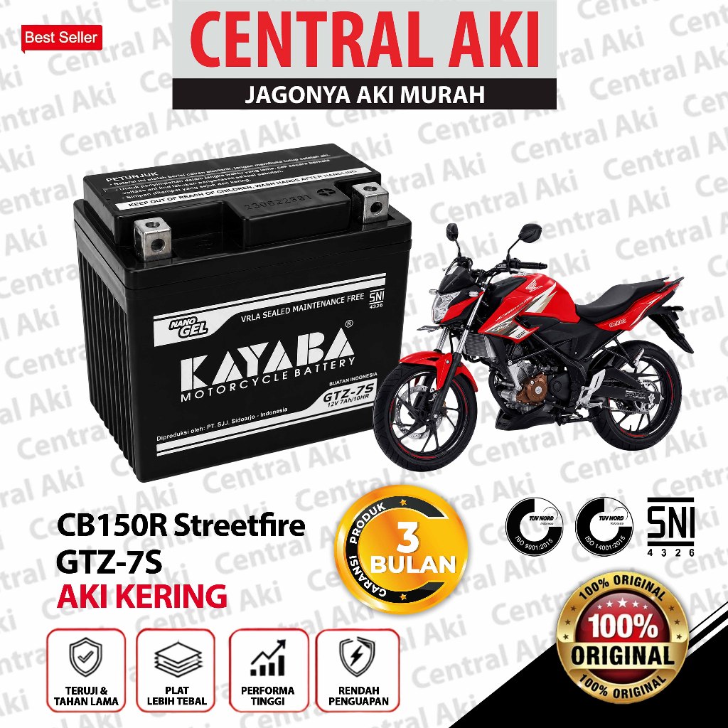 Aki CB150R KAYABA GTZ7S Aki Kering - Free Bubble Dus