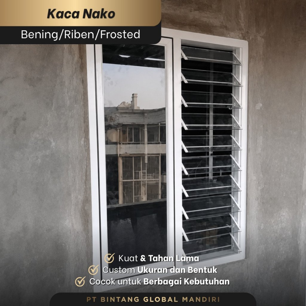 IPB - KACA NAKO Riben Polos 5mm Bening Hitam Rayben Custom Jendela Clear Kaca Nako / Kaca Jendela Na
