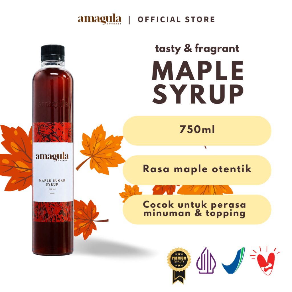 AMAGULA MAPLE SYRUP/ SIRUP MAPLE 750ML (±1KG) - UNTUK TOPPING DAN DRESSING PADA MAKANAN, BUAH, ICE C
