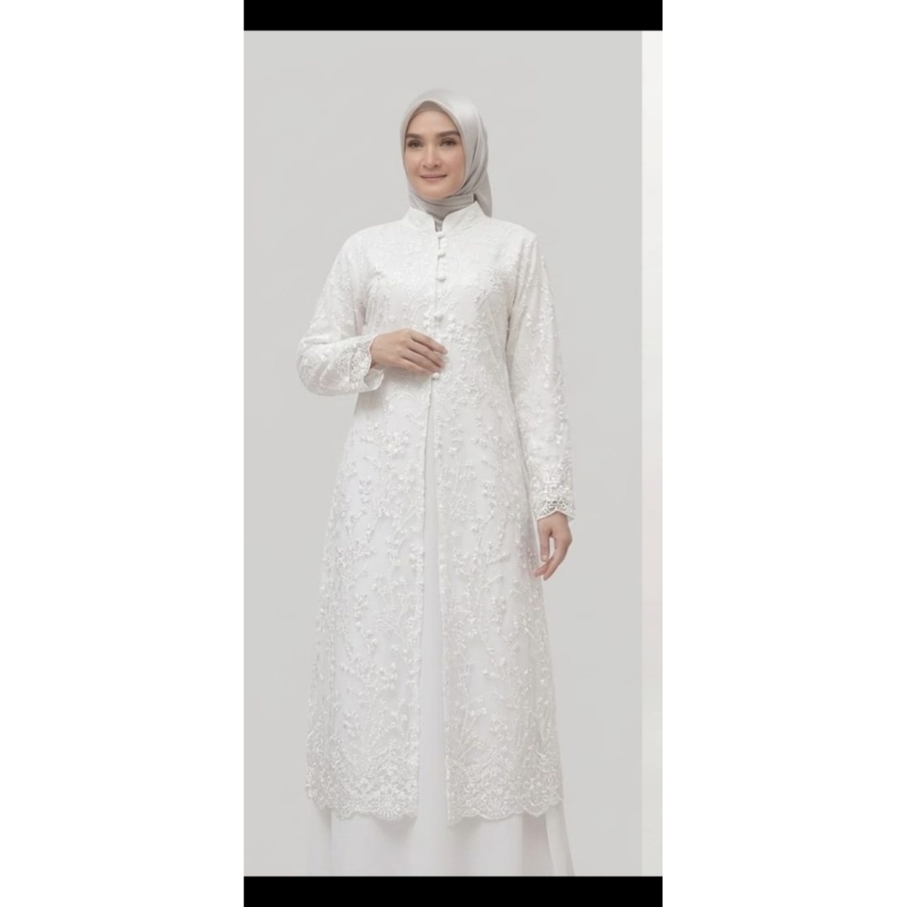 gamis outer lepas putih bw