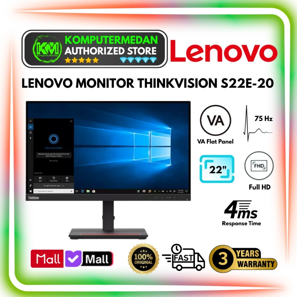 Monitor LENOVO ThinkVision S22E-20 / Lenovo S22E 20 / ThinkVision S22E 20 FHD VA 4ms 75Hz Bezelles 9