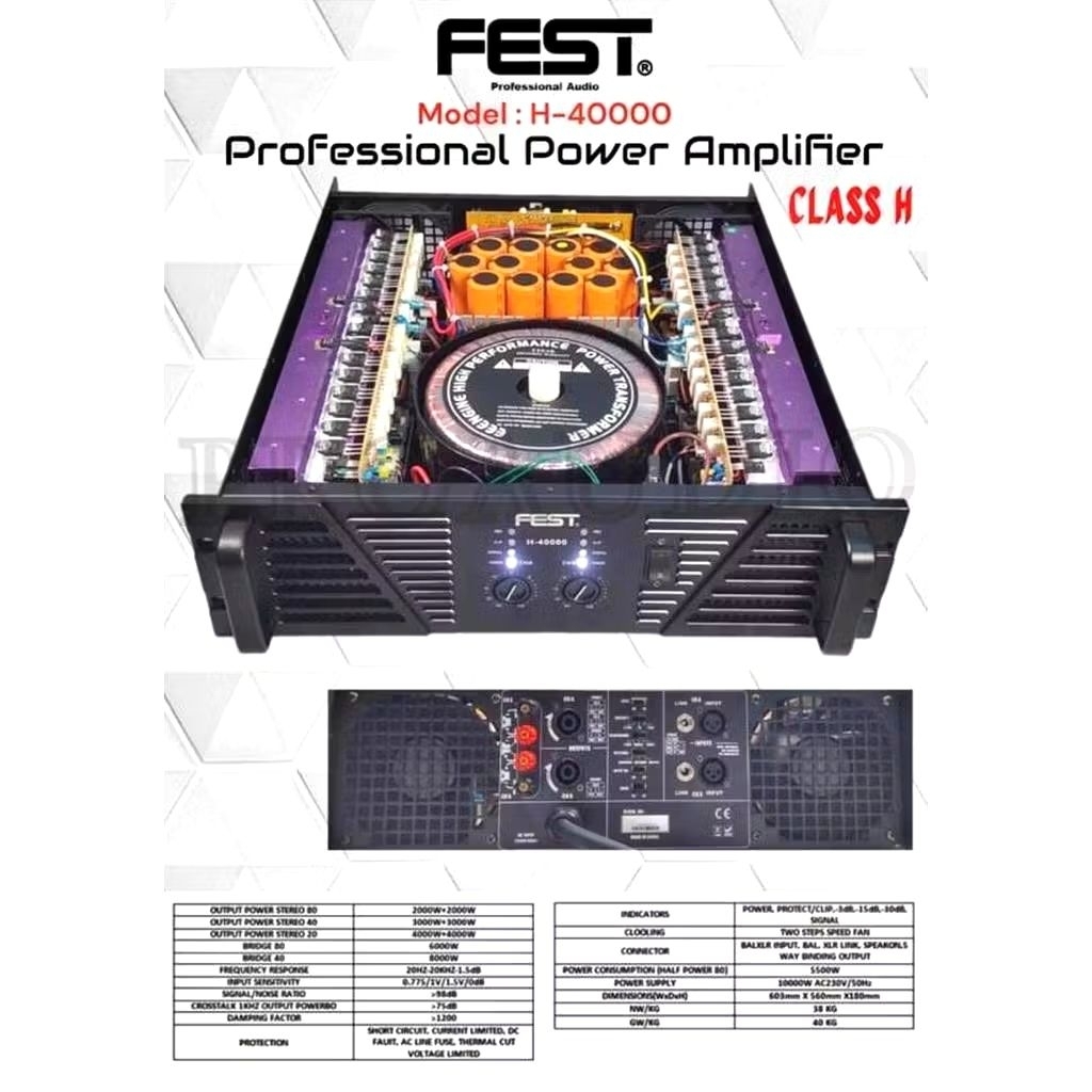Power FEST H 40000 Original 2 Channel 2000Watt Amplifier H40000 Class H